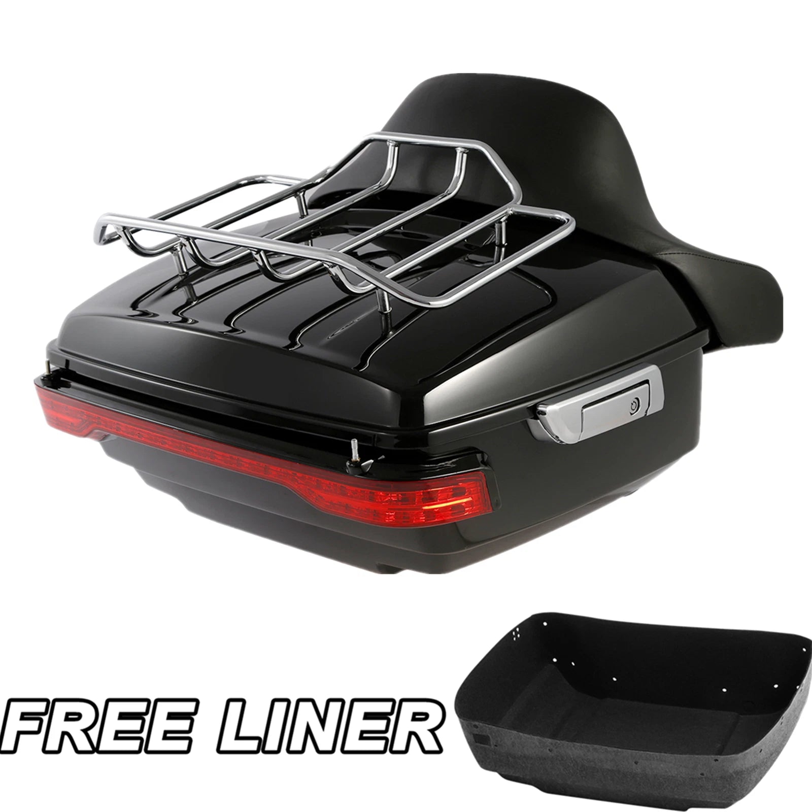 King Trunk Backrest with LED Brake Tail Light for Harley Touring Glide (2014–2023)