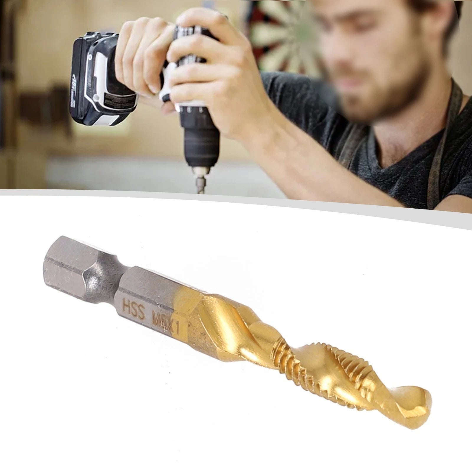 Set of 6 Plated HSS Hex Shank Tap Drill for Metric Threads