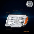 Left Driver Side Headlight Lamp for Honda Pilot (2012–2015) Chrome/Amber