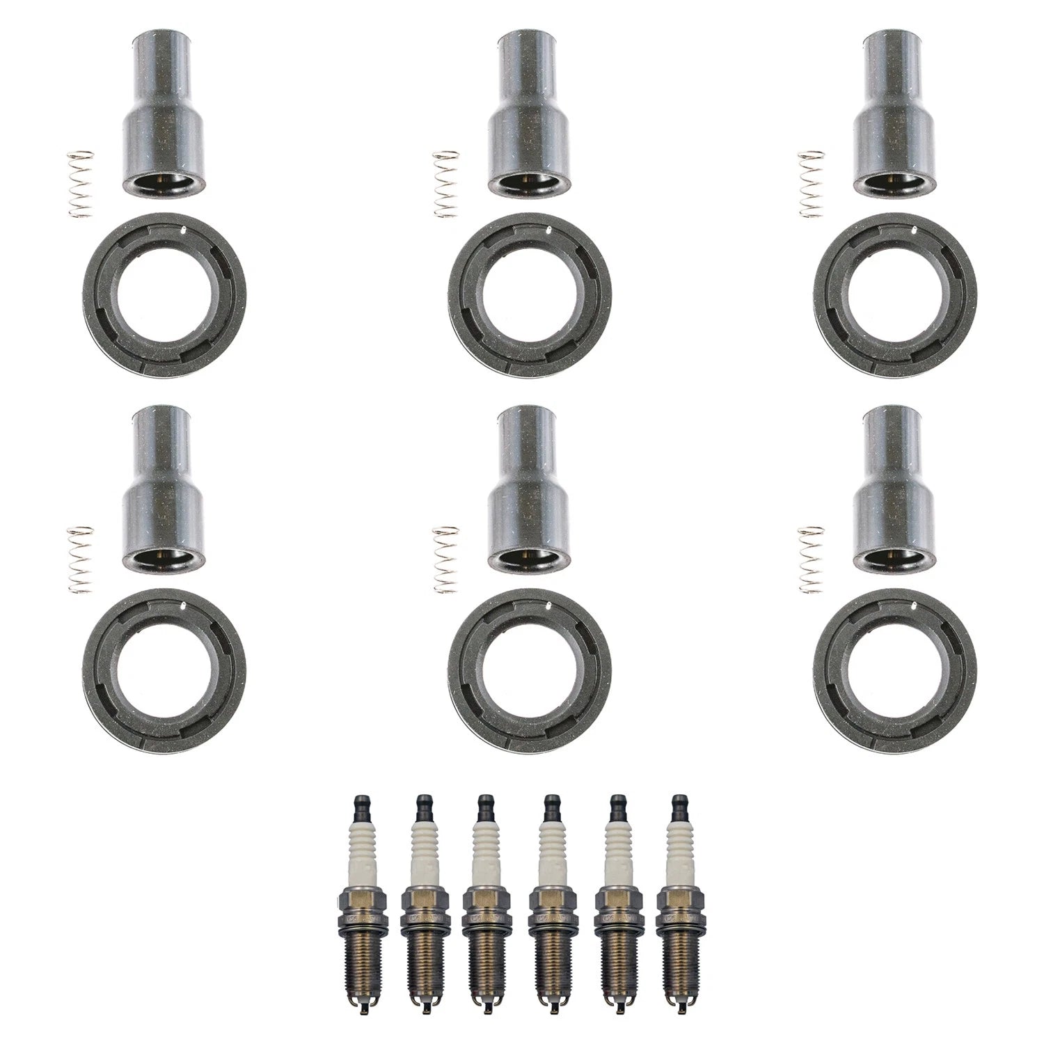 Set of 6 Denso Iridium Spark Plugs & Coil Boots for Lexus GS450h (2007–2011)