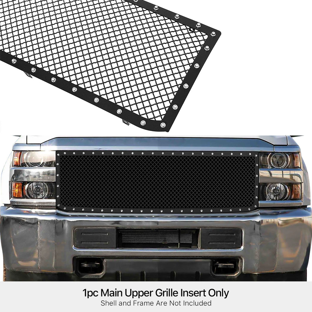Black Mesh Rivet Grille Insert for Chevy Silverado 2500/3500 (2015-2019)