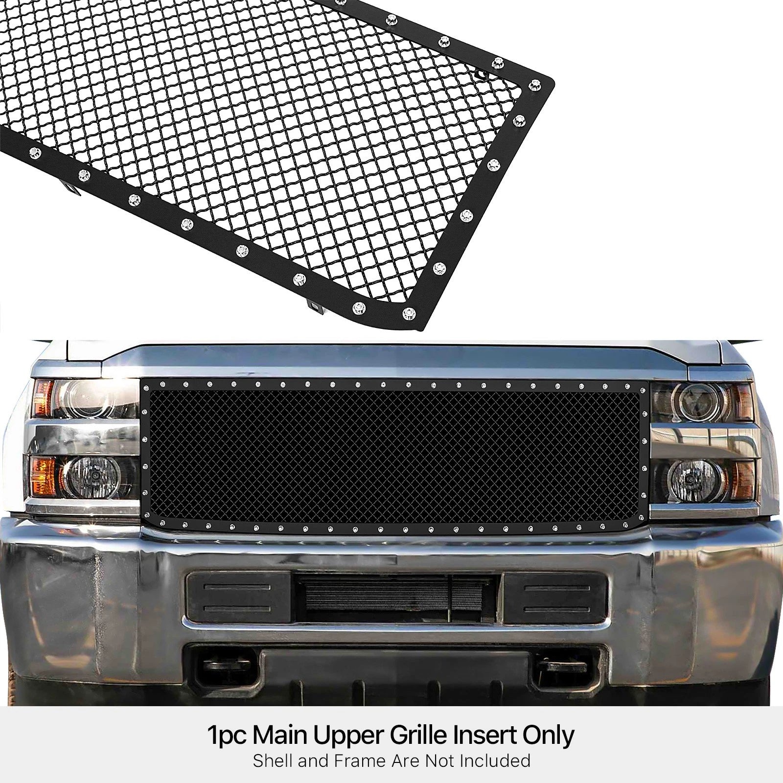 Black Mesh Rivet Grille Insert for Chevy Silverado 2500/3500 (2015-2019)