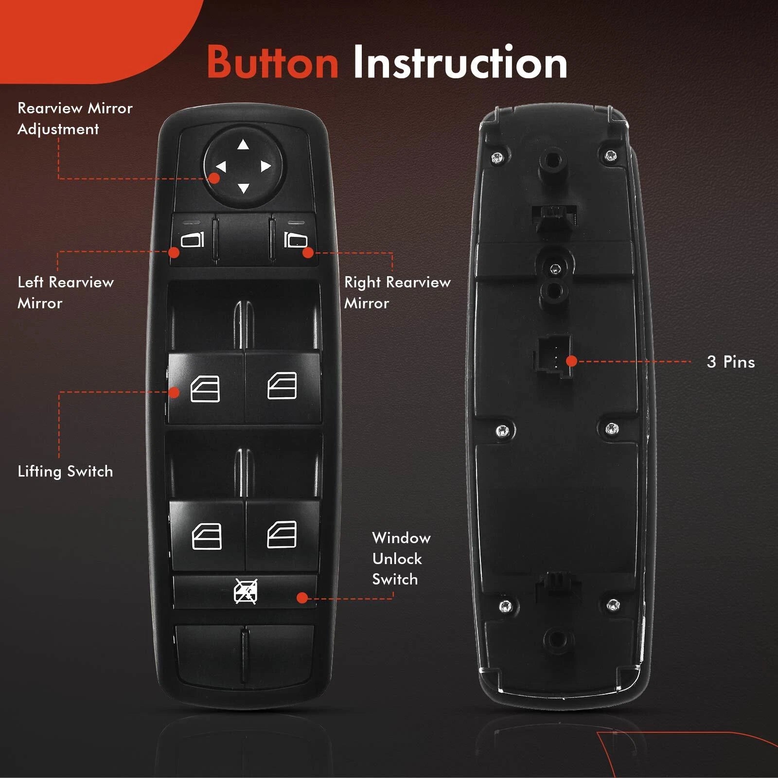 Front Left Master Window Switch for Mercedes ML320 ML350 ML430 (2007-2009)