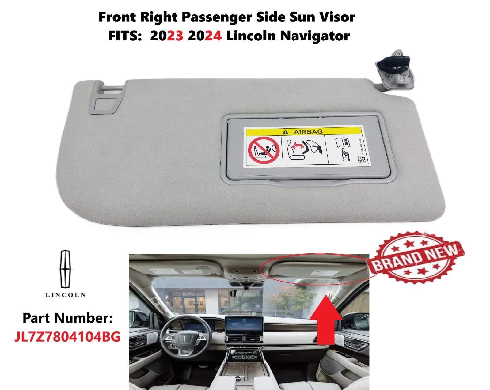 Front Right Sunvisor for Lincoln Navigator (2023–2024) JL7Z7804104BG