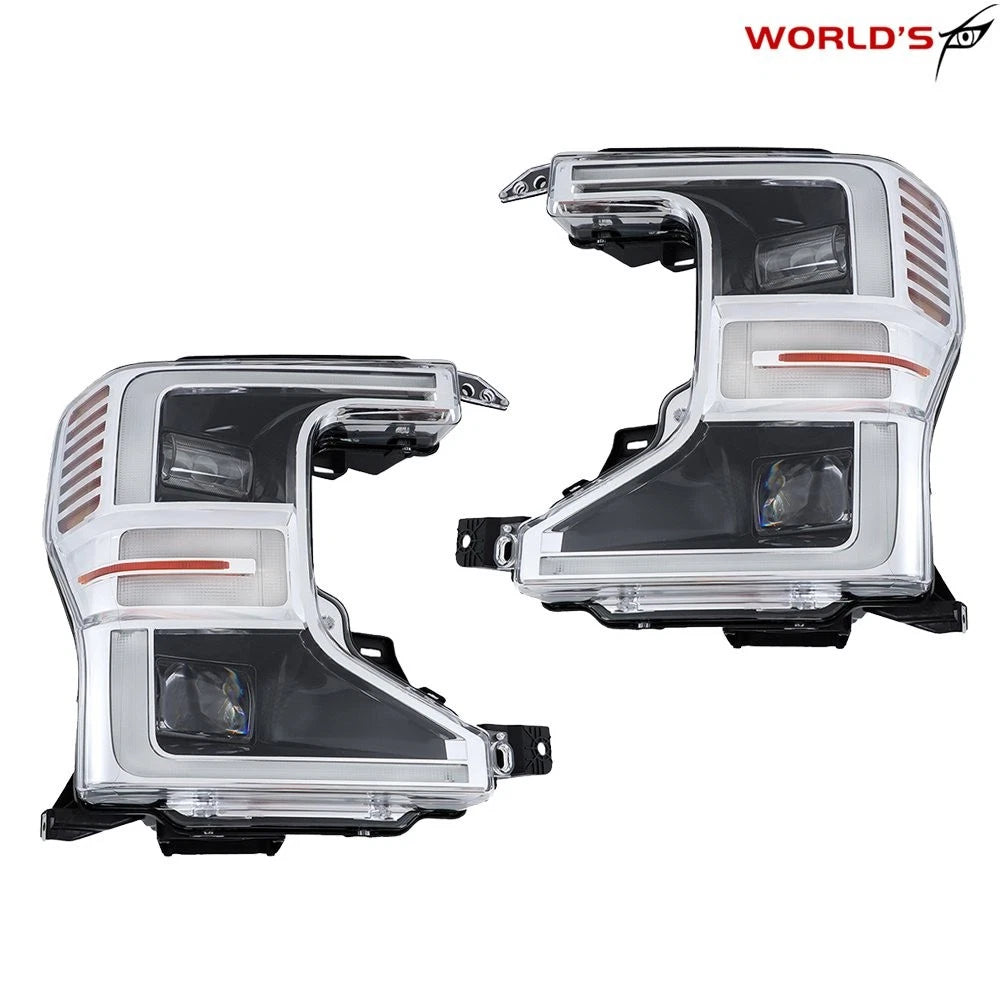 Set of 2 LED Chrome Headlights for Ford F250 F350 Pickup (2020–2022)