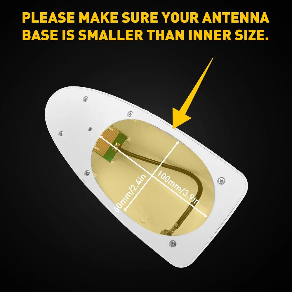 Shark Fin Roof Antenna for Universal Vehicles (FM/AM Signal, Silver)