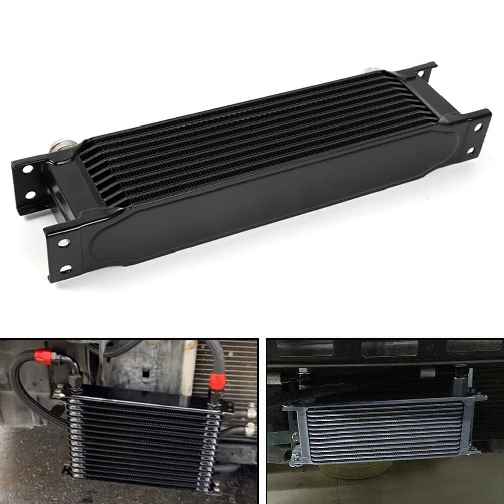 Set of 10 Row Black Aluminum Engine Transmission Oil Coolers