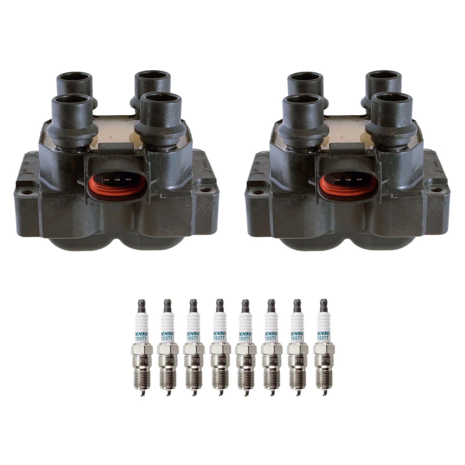 Set of 2 Ignition Coils & 8 Iridium Spark Plugs for Mark VIII Ranger Thunderbird (1993–1998)