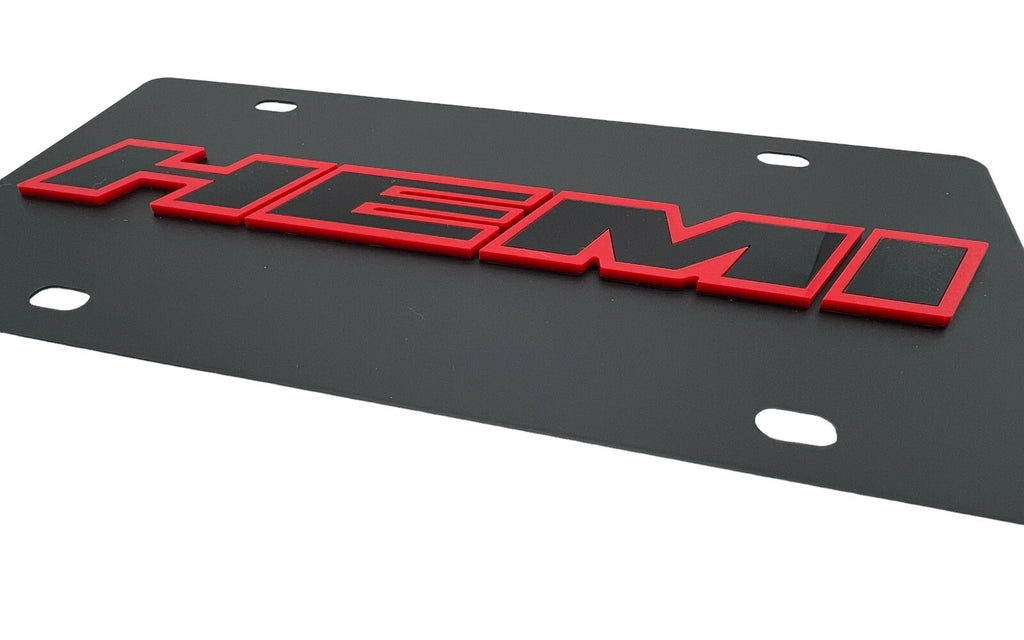 License Plate Frame for Dodge HEMI Emblem Black Metal (2011–2024)