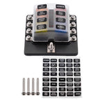 10-Way Blade Fuse Holder Box with LED Indicator for Marine Applications (12V)