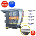 Driver Side Quad LED Headlight for Ford F150 (2021–2024) Black w/o AFS LH