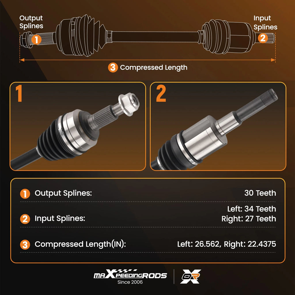 Front CV Axle Shafts for Chevrolet Equinox GMC Terrain (2010–2017)