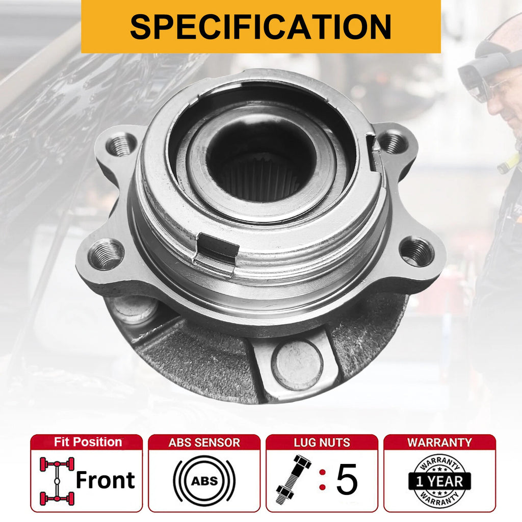Pair Front Wheel Hub Bearing Assembly for Nissan Altima 2007–2012 2.5L 513294