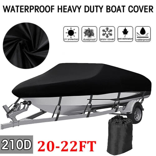 Waterproof Boat Cover for Trailerable Fishing Ski Bass Runabout (20-22 ft)