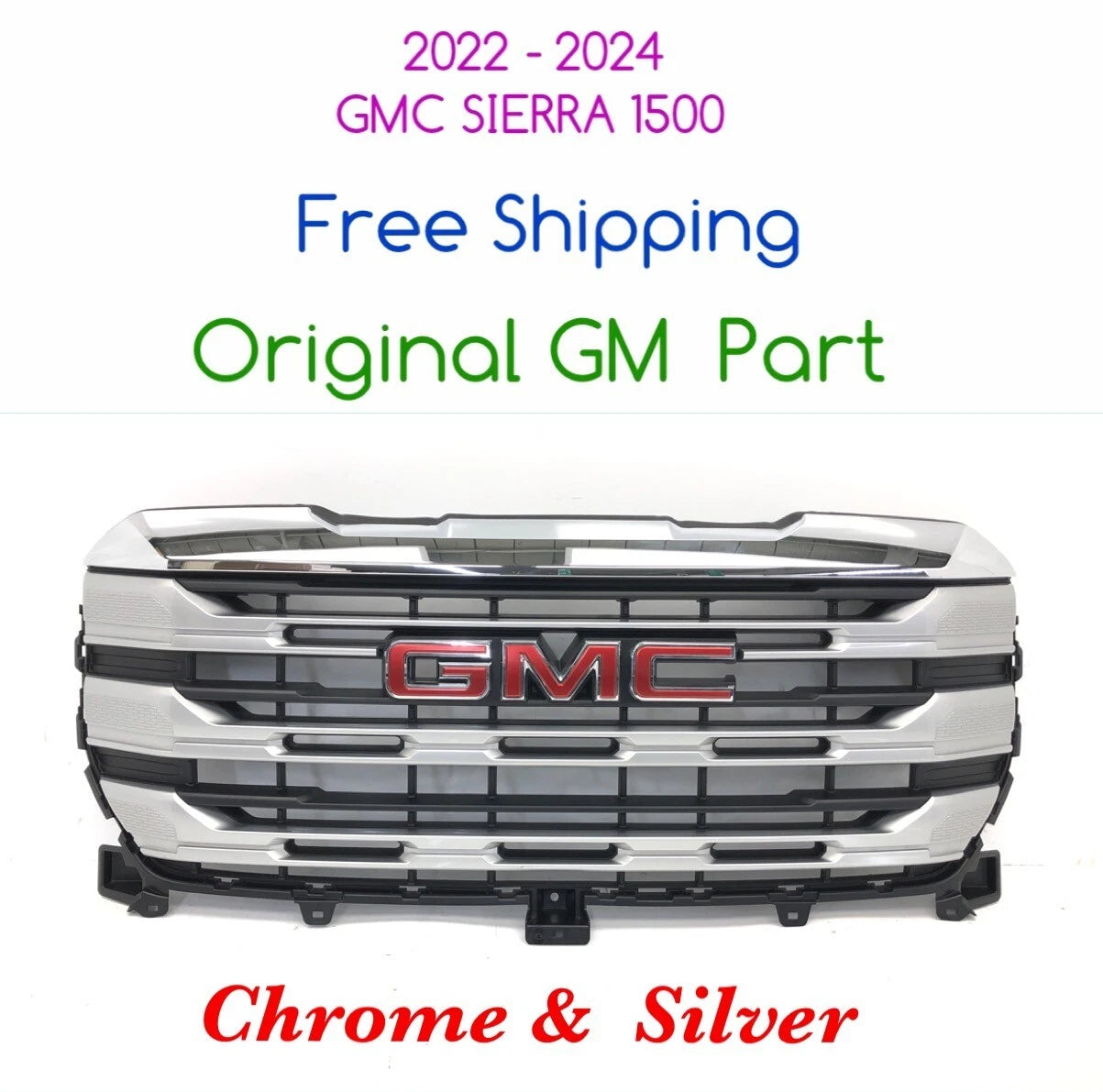 Chrome Upper Bumper Grille for GMC Sierra 1500 (2022–2024) #8
