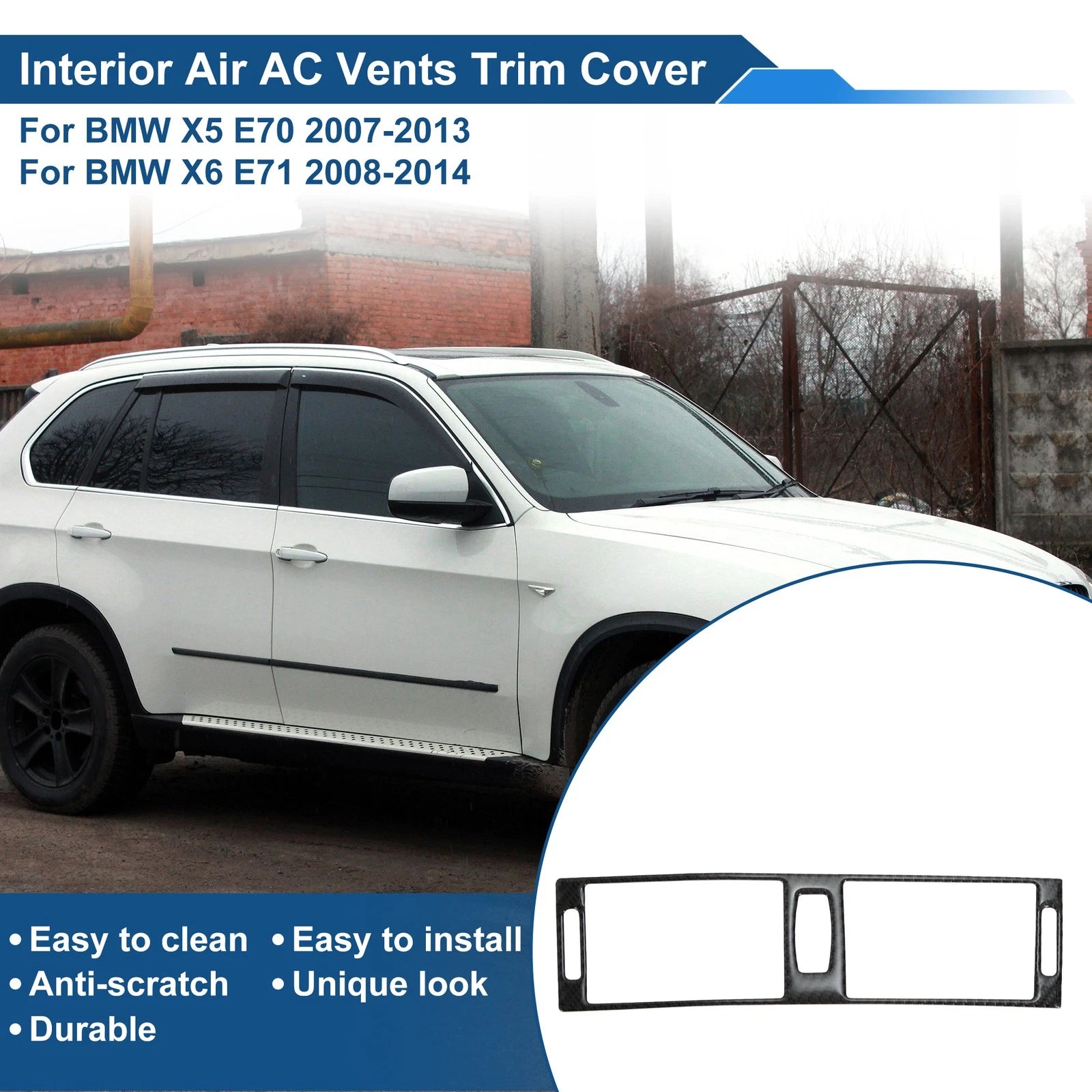 Air Condition Outlet Vent Trim Cover Frame for BMW X5 E70 (2007–2013) Black