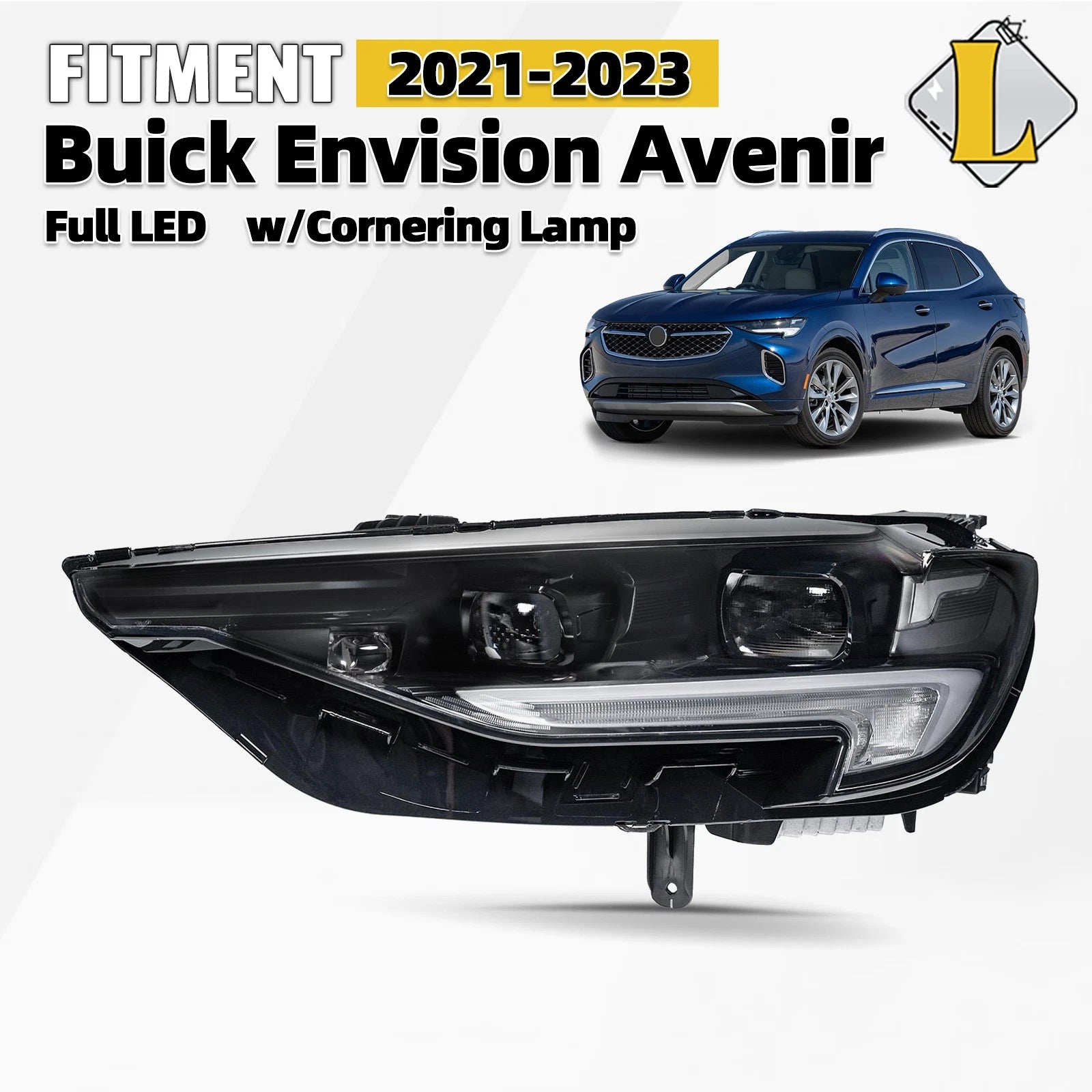 Full LED Headlight w/ Cornering Lamp Projector for Buick Envision (2021–2023)