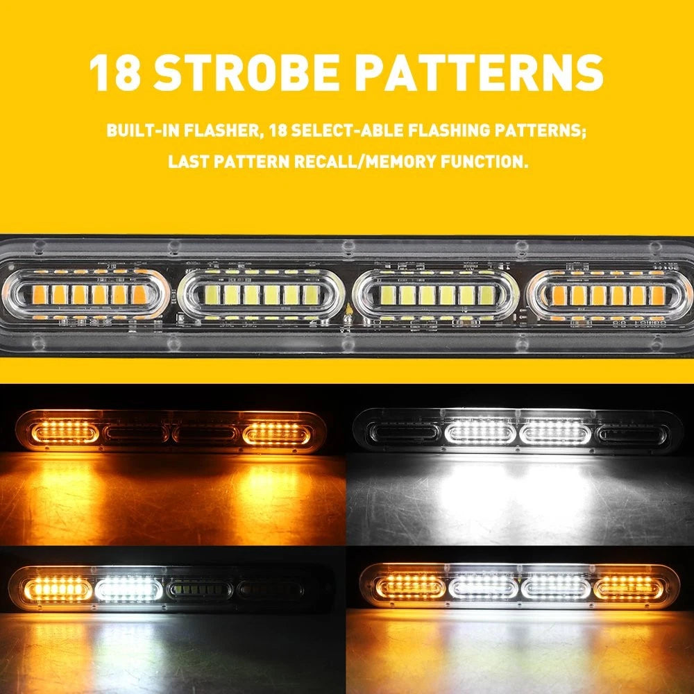 2X Amber/White LED Emergency Strobe Lights for Truck ATV (12-24V)