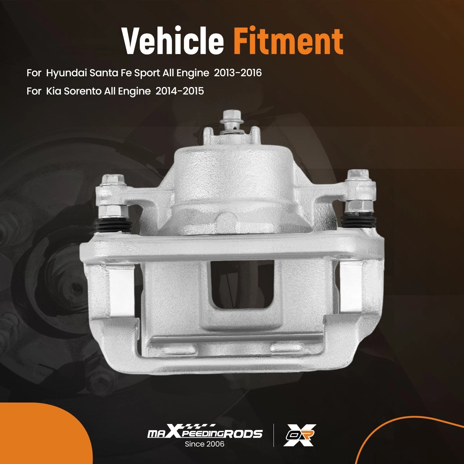 Front Pair (2) Brake Caliper w/ Bracket for Hyundai Santa Fe (2010–2012) 19-B6463