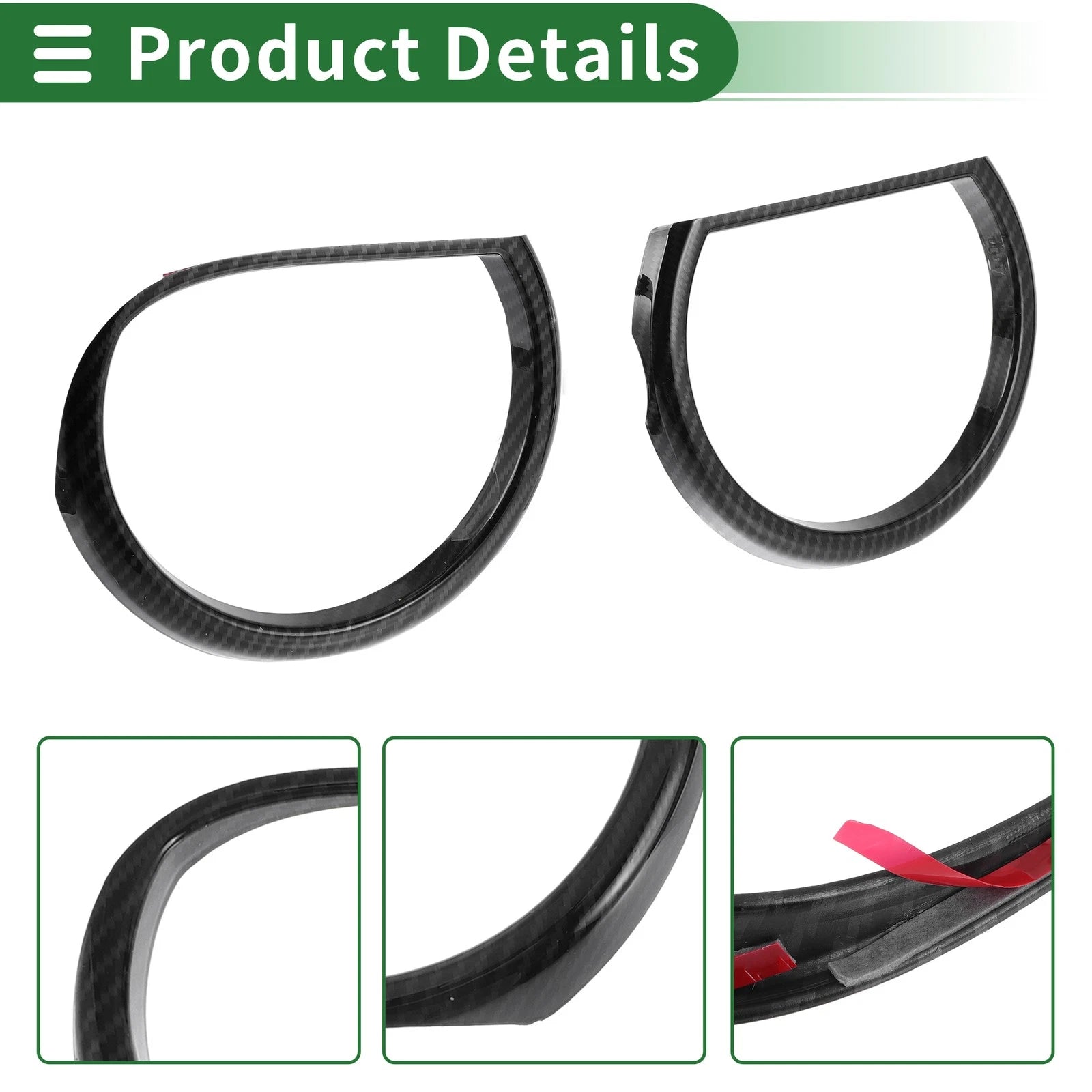 Set of 4 Headlight Trim Bezels for Dodge Challenger (2015–2024) ABS Black