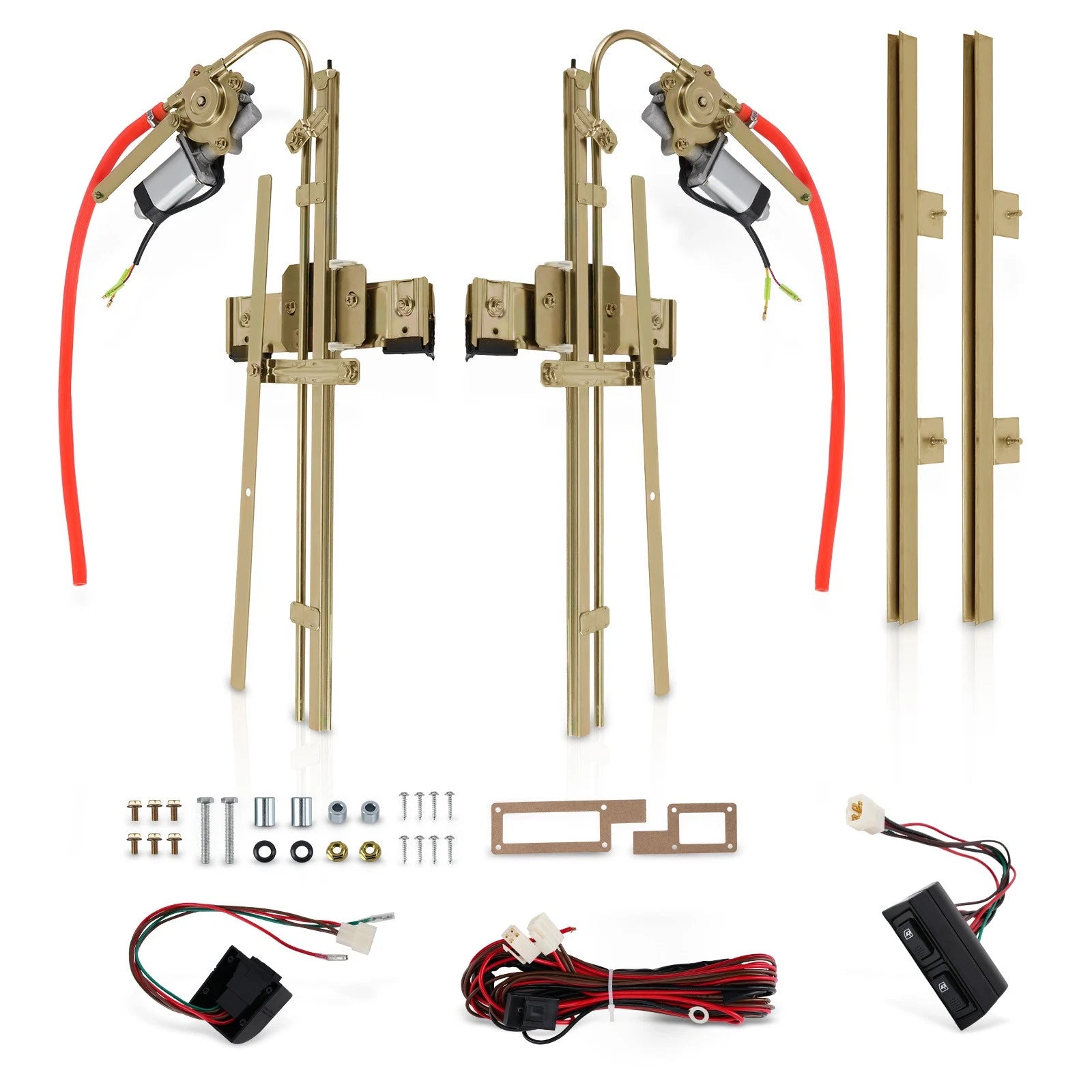 2 Door Flat Glass Power Window Kit for Universal Cars Trucks