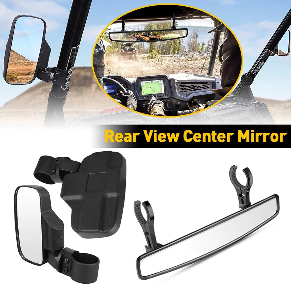 Side Rear View Mirrors & Handle Grabs for Yamaha Rhino Viking Wolverine (2004–2023)