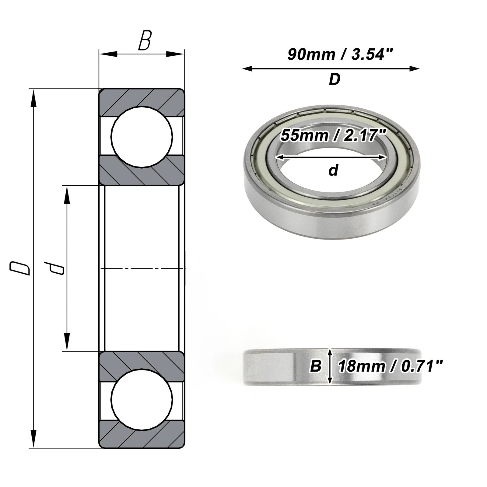 Deep Groove Ball Bearing P6 for Scooter Skateboard Wheel (6011ZZ)