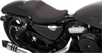 Solo Seat for Harley Sportster (3/4, Double Diamond, Black w/ Red Stitching)