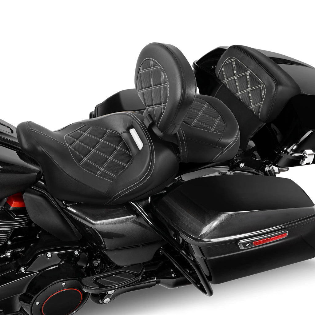 Driver Passenger Seat & Backrest Pad for Harley Touring Street Glide (2014–2023)