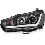 Pair of Black Projector Headlights for Mitsubishi Lancer EVO (2008–2017)