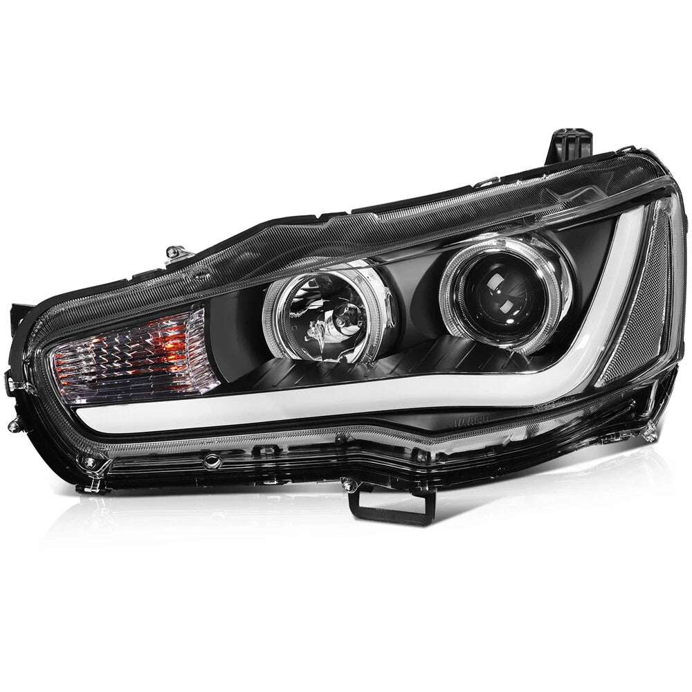 Pair of Black Projector Headlights for Mitsubishi Lancer EVO (2008–2017)