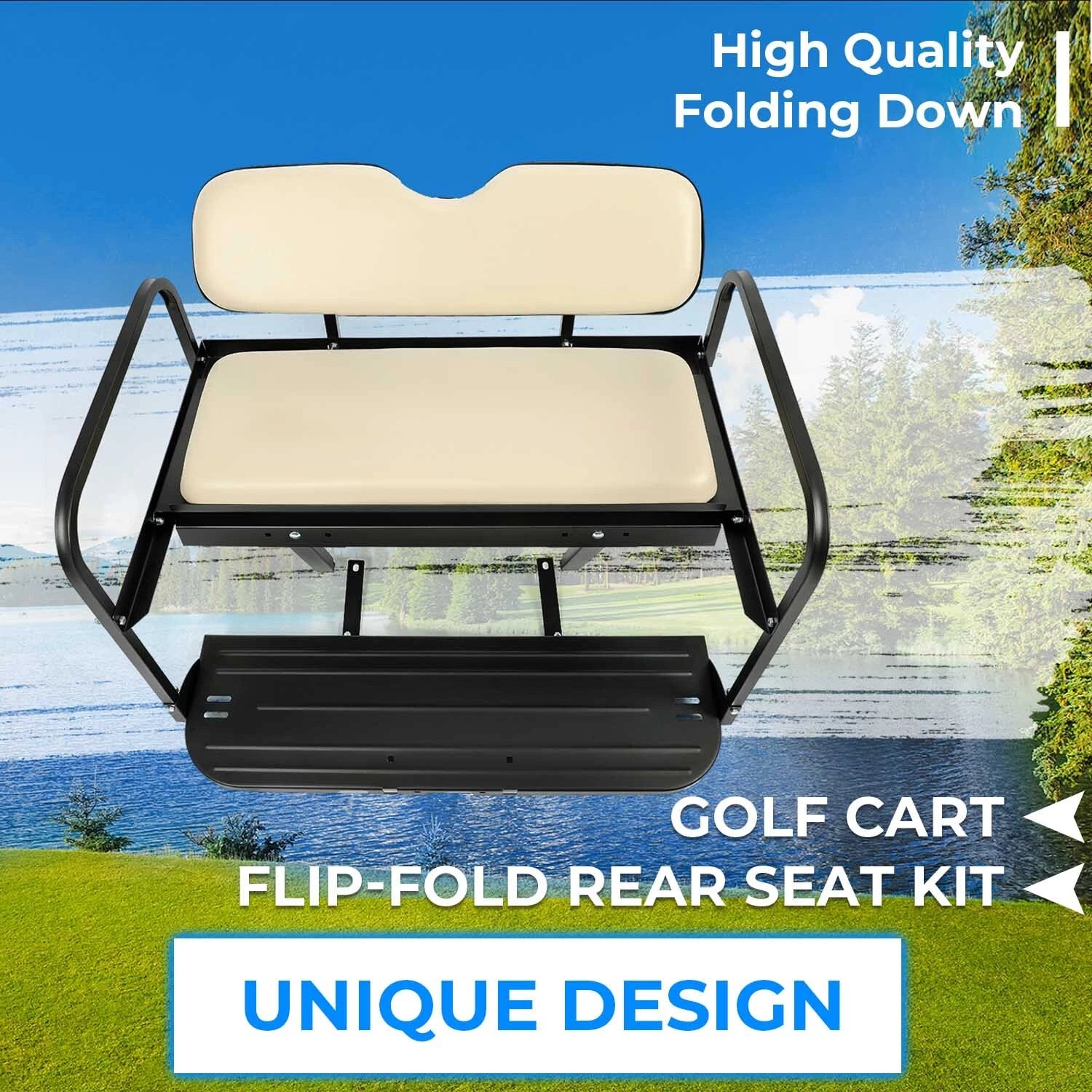 Flip Rear Back Seat Kit for Yamaha Drive G29 (2007–2016) w/Beige Cushion