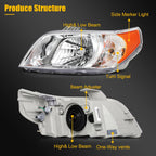 Set of 2 Headlight Assemblies for Chevy Aveo Sedan (2007–2011)