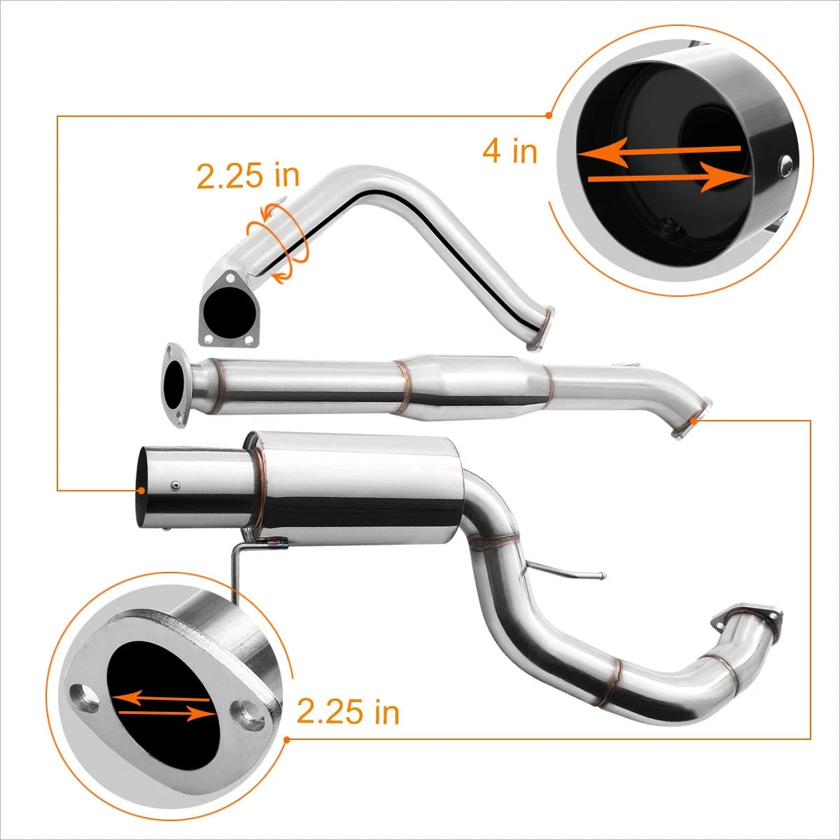 Catback Exhaust System for Mitsubishi Eclipse GT 2000–2005 (3.0 V6, 4" Tip)