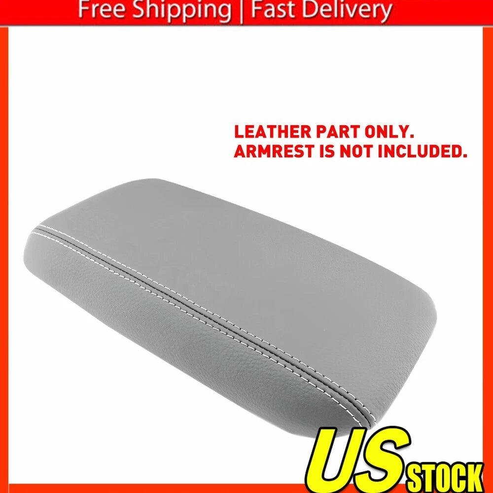 Leather Console Lid Armrest Cover for Hyundai Sonata (2015–2019) Gray Stitch