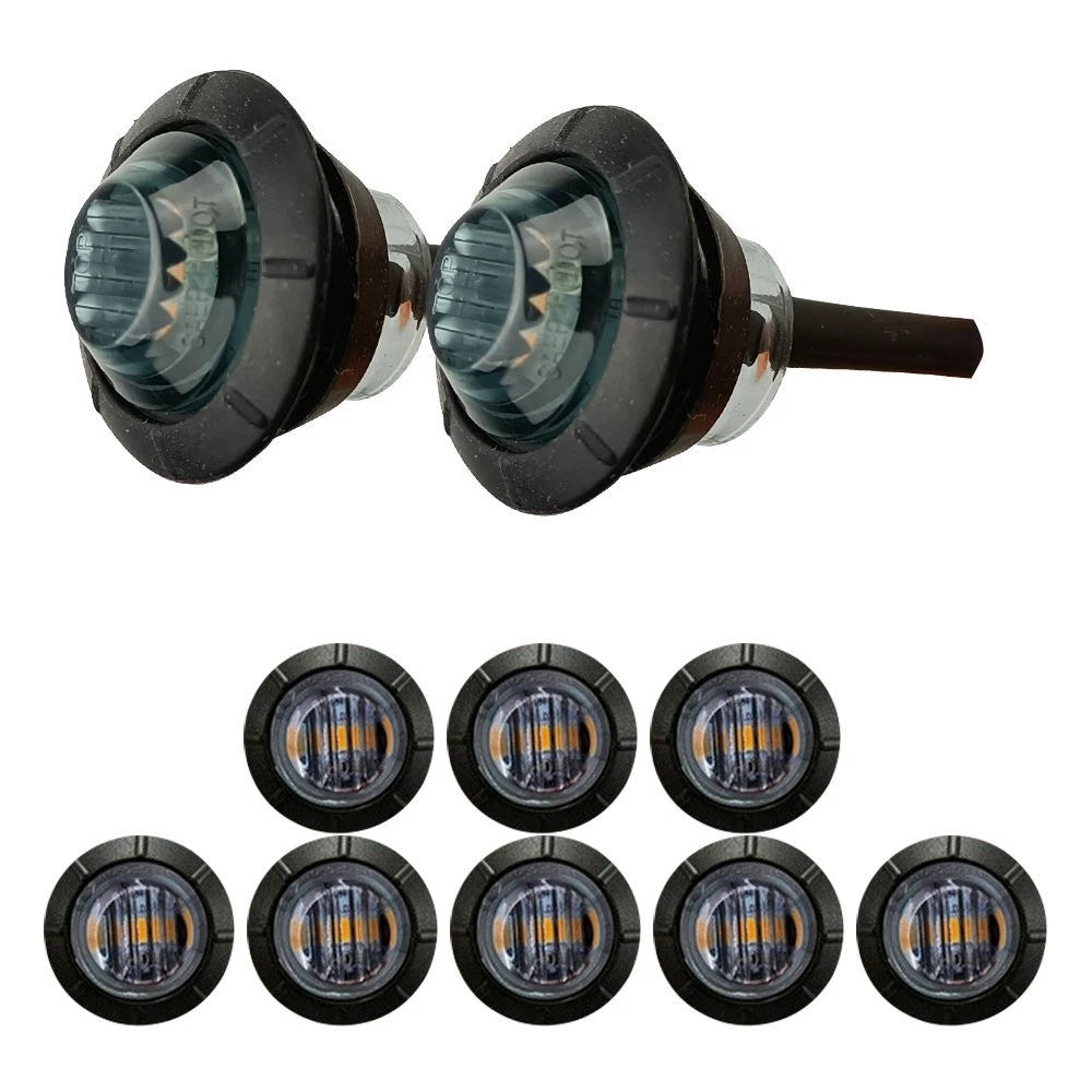 10pcs Amber 3/4" Round LED Clearance Side Marker Lights