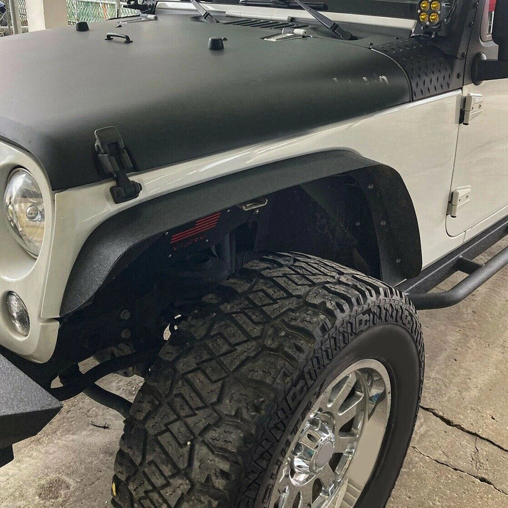 Full Set Flat Style Solid Steel Fender Flares for Jeep Wrangler (2007–2018)