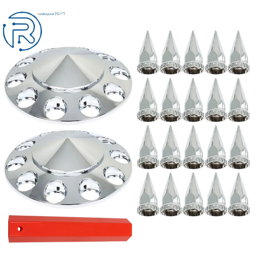 Front Axle Cover Kit for Truck (33mm Spiked Chrome)