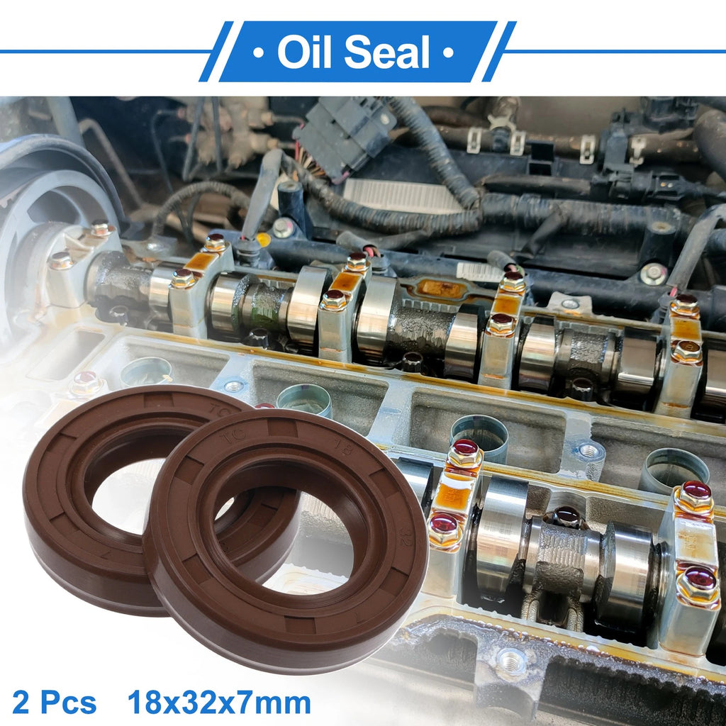 Set of 2 Oil Seal Rotary Shaft Seal FKM Rubber 18x32x7mm
