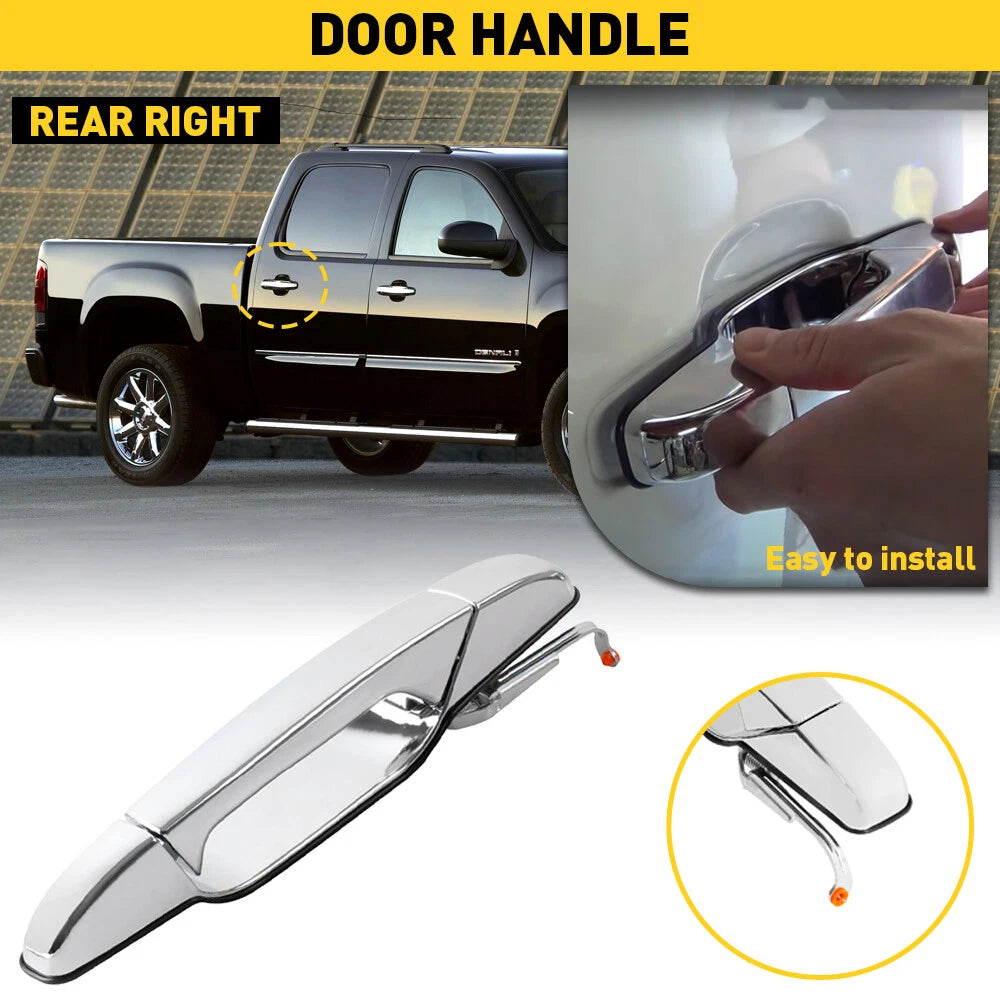 Chrome Door Handle for Chevy GMC (2007–2013) Right Side Rear