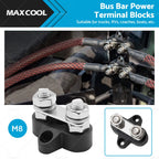 Bus Bar Terminal Blocks Set of 2 for 12V-24V M8 Distribution