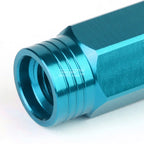 Set of 20 Open End M12x1.5 90mm Tall Sky Blue Aluminum Lug Nuts + Adapter