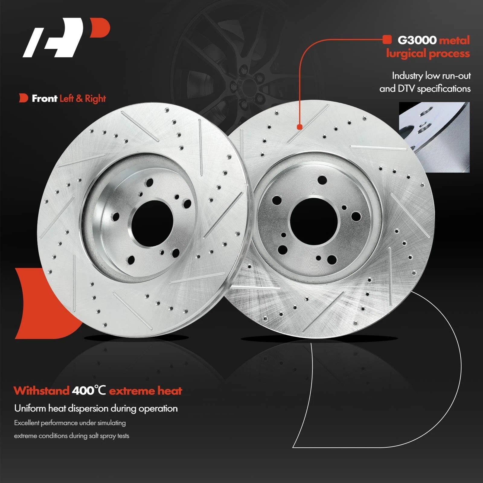 Set of 6 Drilled Brake Rotors & Pads for Honda CR-V (2017–2023) HR-V (2023)