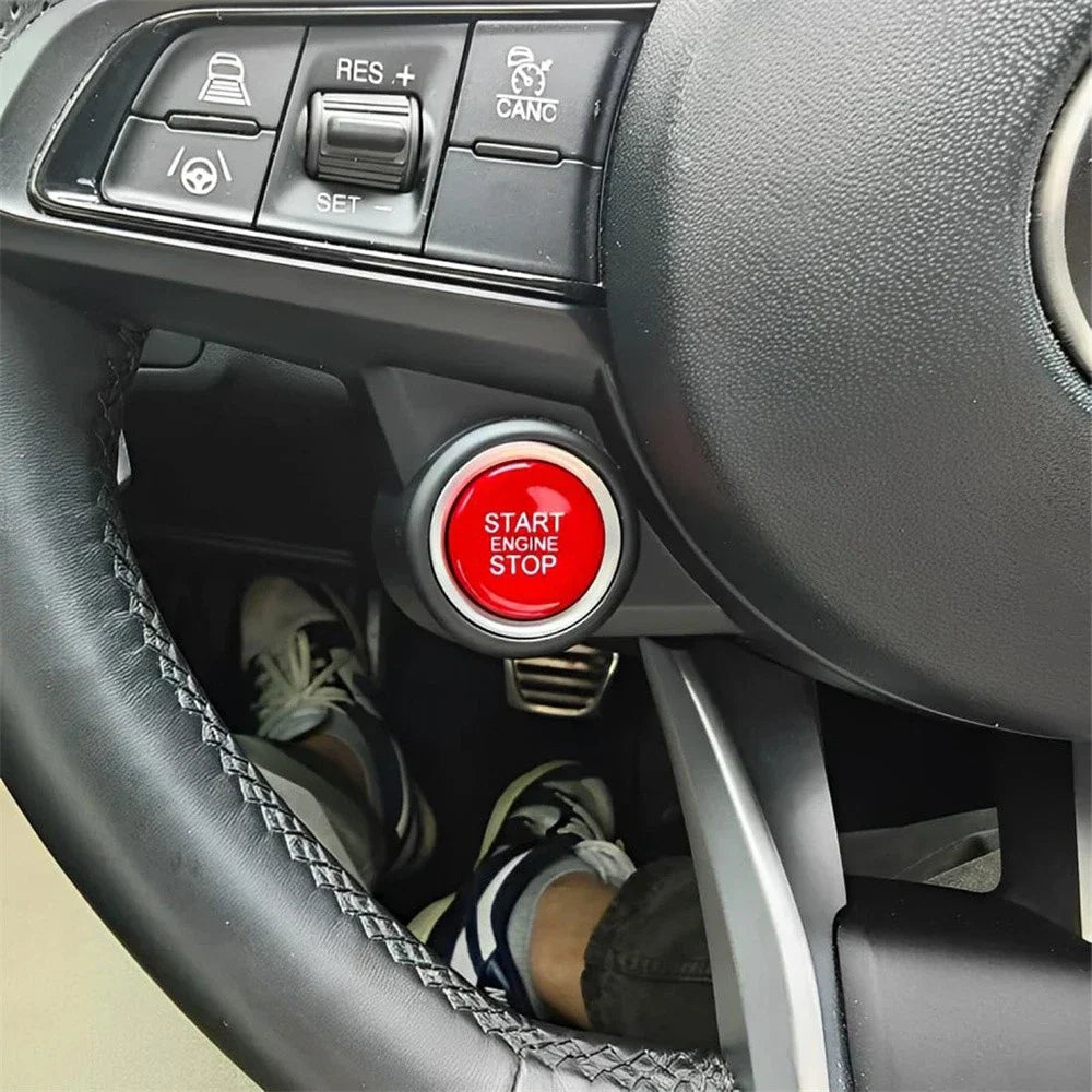 Red Engine Start Stop Switch Trim for Alfa Romeo Giulia Stelvio (2017-2022)