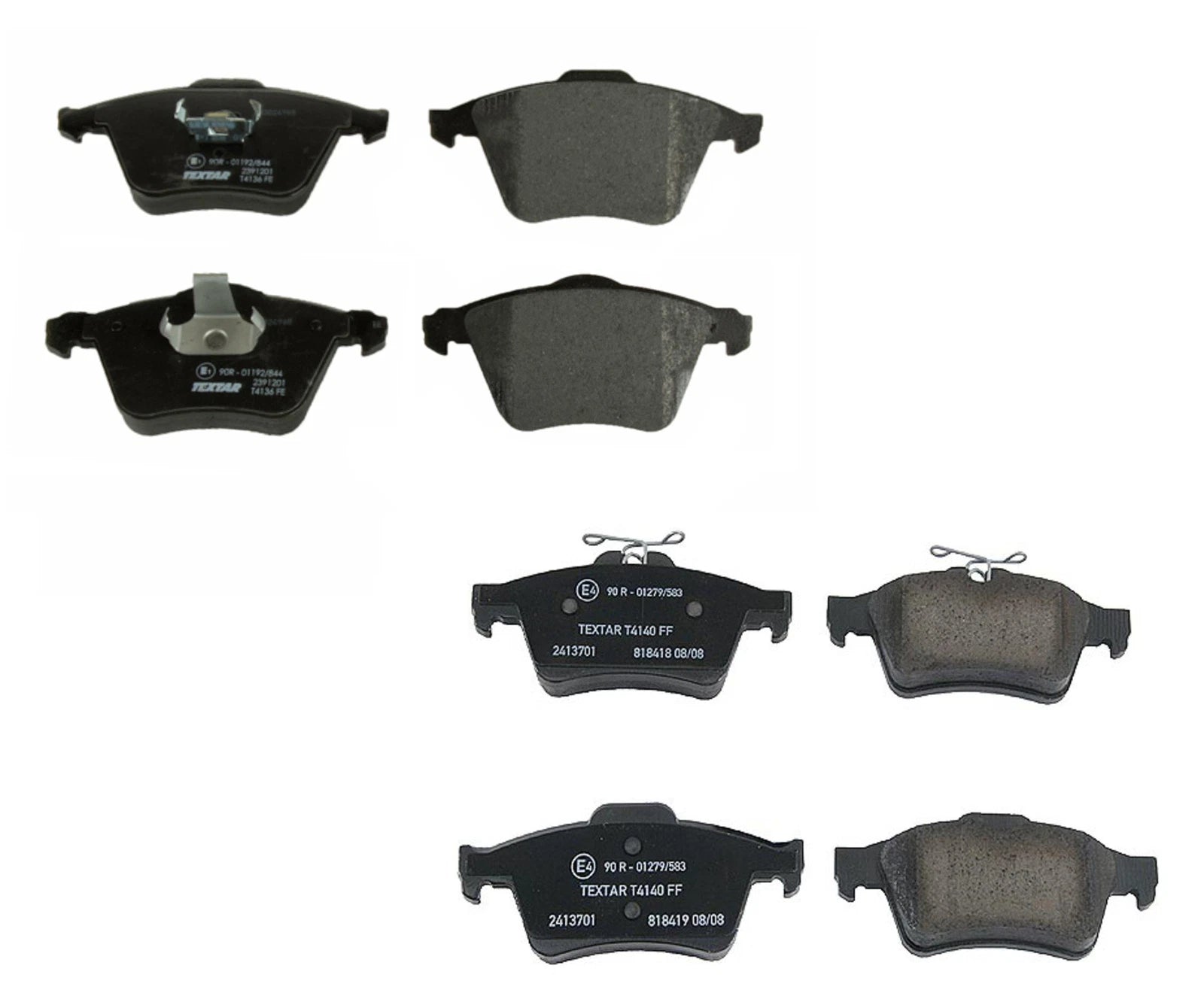 Set of 4 Textar Brake Pads for Mazda 3, Saab 9-3, Volvo C70, S40, V50