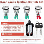 Ignition Key Switch Door Lock Cylinder for Ford Econoline E150 E250 (1992–2002)