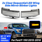 Clear LED Side Mirror Blinker Light Turn Signal Lamps for Ford F-150 (2015–2018)