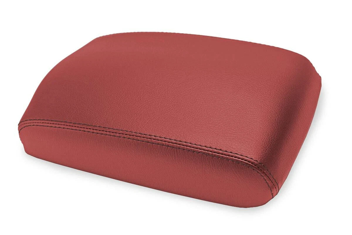 Leather Console Lid Armrest Cover for Infiniti FX35 (2009–2012) Red Black Stitch