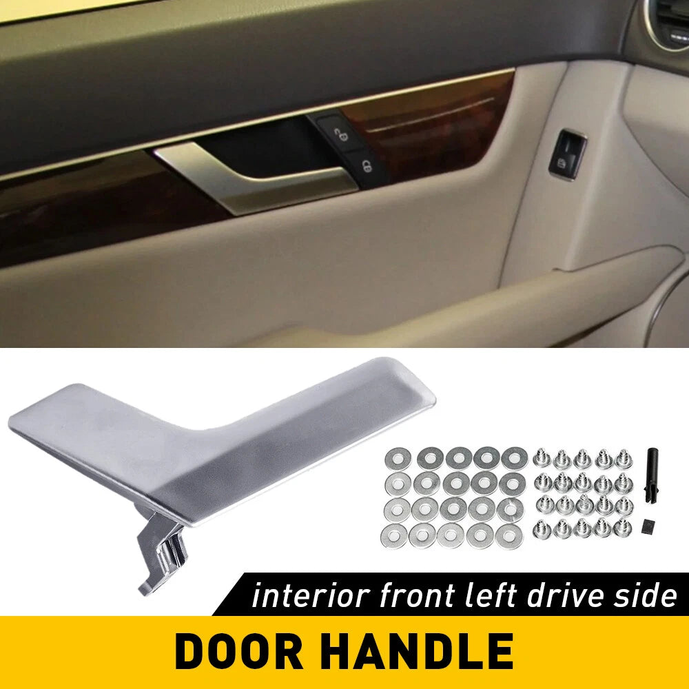 Left Driver Matte Silver Interior Door Handle Repair Kit for Benz C250 GLK350 (2010â2015)