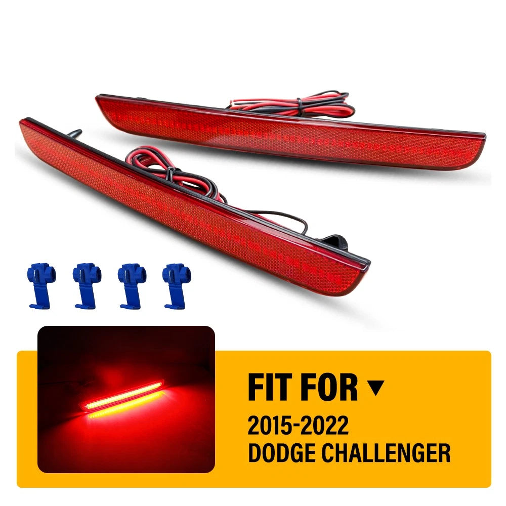 2X Red LED Rear Bumper Reflector Light for Dodge Challenger (2015–2023) 68211189AA V